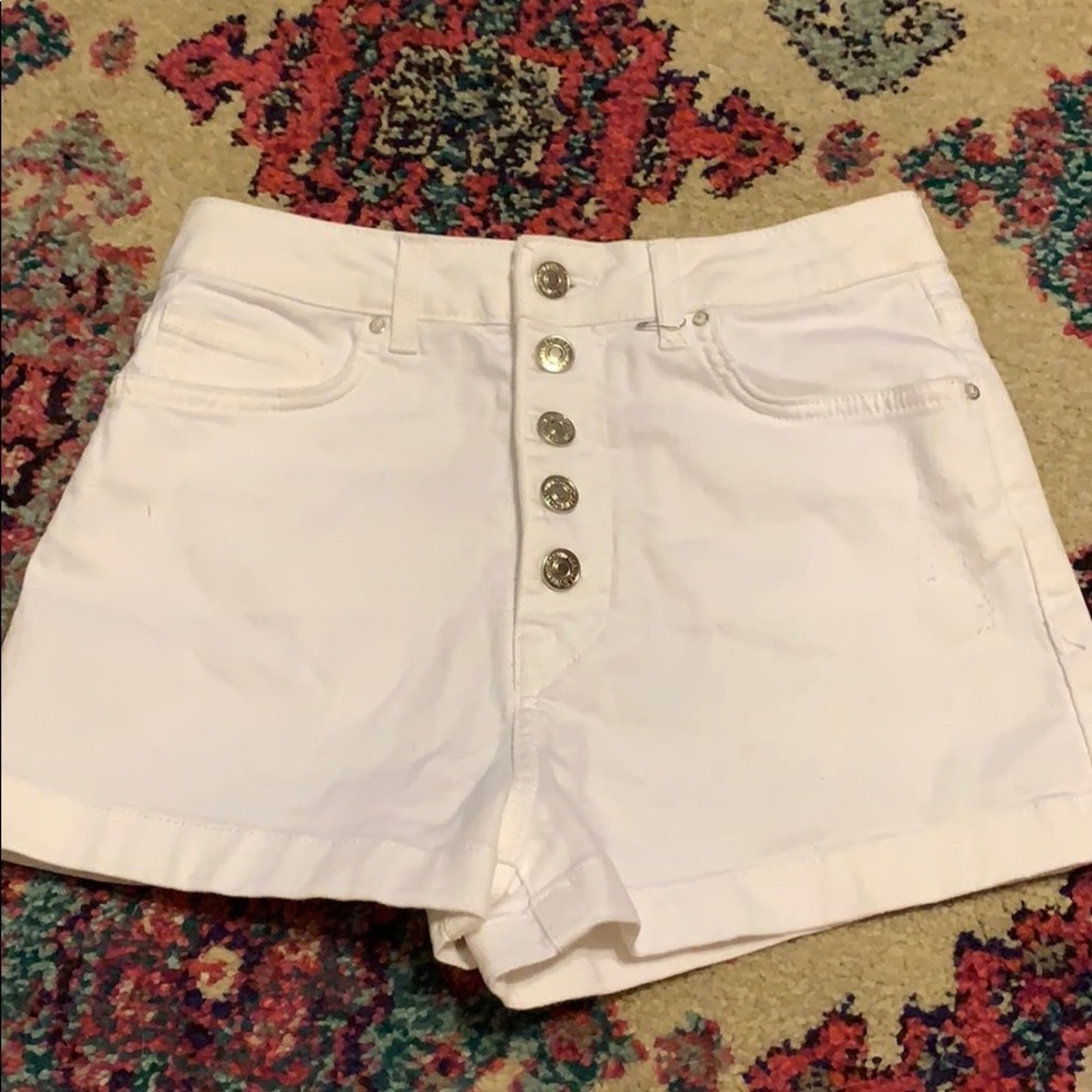 White button up shorts